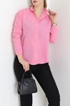 Kadın Terikoton Oversize Gömlek Pembe