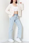 Kadın Nakışlı Crop Hırka Lattepembe