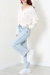 Kadın Nakışlı Crop Hırka Lattepembe