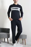 Süprem Patlı Garnili Erkek Pijama Takımı Lacivert