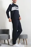 Süprem Patlı Garnili Erkek Pijama Takımı Lacivert