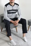 Süprem Patlı Garnili Erkek Pijama Takımı Gri