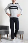 Süprem Patlı Garnili Erkek Pijama Takımı Gri