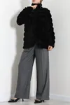 Kadın Kürk Görünümlü Peluş Ceket Siyah