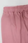6-14 Yaş Bürümcük Kumaş Kız Çocuk Pantolon Pembe