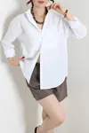 Kadın Terikoton Oversize Gömlek Beyaz