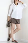 Kadın Terikoton Oversize Gömlek Beyaz