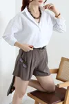 Kadın Terikoton Oversize Gömlek Beyaz