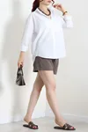 Kadın Terikoton Oversize Gömlek Beyaz