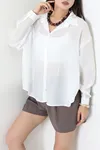 Oversize Kadın Gömlek Beyaz
