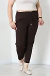 Kadın Büyük Beden Bağcıklı Dabıl Pantolon Kahve