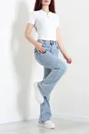 Kadın Likralı İspanyol Kot Pantolon Açıkmavi