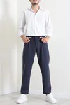 Erkek Modal Baggy Beli Lastikli Pantolon Lacivert