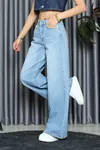 Kadın Wide Leg Kot Pantolon Mavi