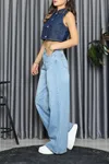 Kadın Wide Leg Kot Pantolon Mavi