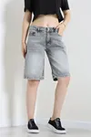 Kadın Denim Şort Gri