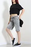 Kadın Denim Şort Gri