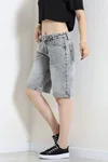 Kadın Denim Şort Gri