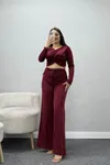 Kadın Fularlı Sandy Takım Bordo
