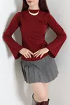 Kadın Drapeli İspanyol Kol Sandy Bluz Bordo