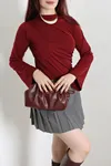 Kadın Drapeli İspanyol Kol Sandy Bluz Bordo