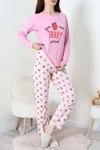 Kadın Süprem Baskılı Pijama Takımı Pembeçilek