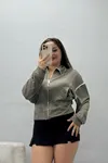 Kadın Biyeli Örme Modal Ceket Haki