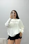 Kadın Taş Detay Modal Sweat Beyaz