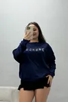 Kadın Taş Detay Modal Sweat Lacivert