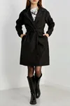 Kadın Kol Lastikli Astarsız Kuşaklı Trençkot Siyah