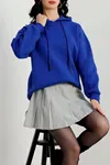 Kadın 3 İplik Kapşonlu Sweat Saks