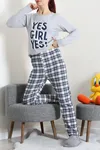 Kadın Süprem Baskılı Pijama Takımı Lacivertekose