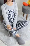 Kadın Süprem Baskılı Pijama Takımı Lacivertekose