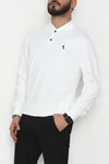 2 İplik Likralı Polo Yaka Erkek Sweat Beyaz