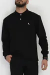 2 İplik Likralı Polo Yaka Erkek Sweat Siyah