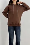 Kadın 3 İplik Kapşonlu Sweat Açıkkahve
