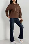 Kadın 3 İplik Kapşonlu Sweat Açıkkahve