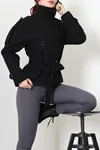Kadın Dik Yaka Zra Model Astarlı Kaşe Kaban Siyah