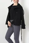 Kadın Dik Yaka Zra Model Astarlı Kaşe Kaban Siyah