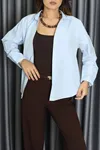 Kadın Düşük Omuz Oversize Poplin Gömlek Bebemavi