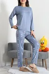 Kadın Milan Baskılı Pijama Takımı Koyugri