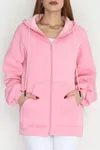 Kadın 3 İplik Kompakt Oversize Sweat Pembe