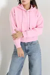 Kadın 3 İplik Kompakt Oversize Fleto Cepli Sweat Pembe