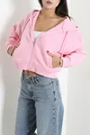 Kadın 3 İplik Kompakt Oversize Fleto Cepli Sweat Pembe
