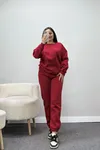 Kadın 3 İplik Bisiklet Yaka Eşofman Takımı Kırmızı