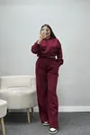 Kadın 3 İplik Şardonlu Eşofman Takımı Bordo