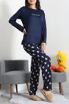 Kadın Milan Baskılı Pijama Takımı Lacivert