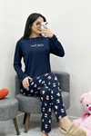 Kadın Milan Baskılı Pijama Takımı Lacivert