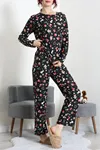 Kadın Süet Alt Üst Aynı Pijama Takımı Siyahkırmızı