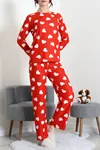 Kadın Süet Alt Üst Aynı Pijama Takımı Kırmızı